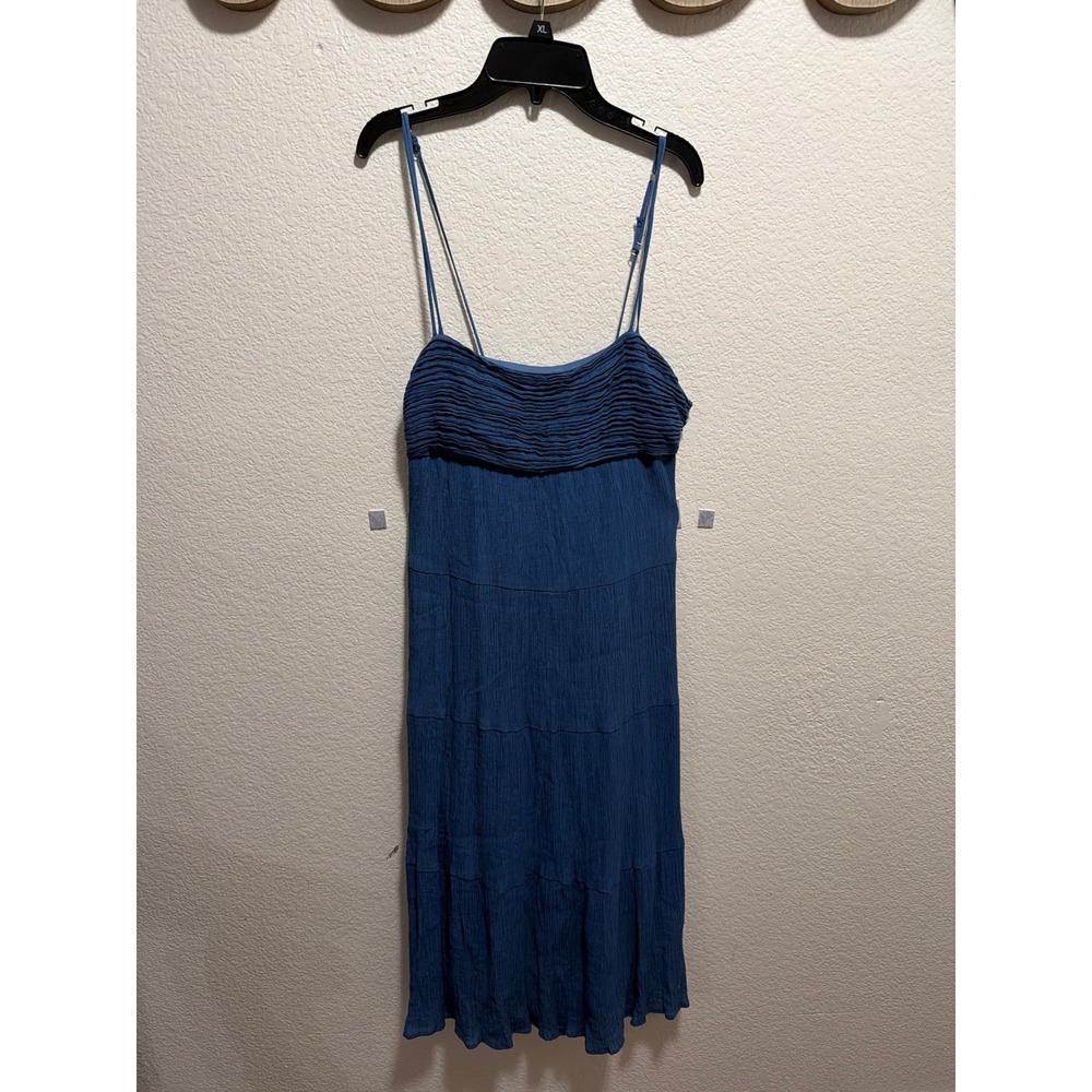 KIRIOUS LOS ANGELES Blue Tiered Spaghetti Strap Dress Cutout Back Size Small